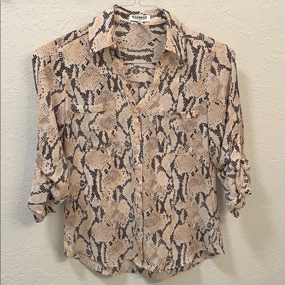 Express Tops - EXPRESS  Portofino shirt size XS snakeskin…